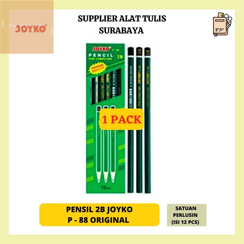 

PENSIL TULIS KAYU 2B JOYKO P - 88 P88 ORIGINAL FOR COMPUTER MURAH 1 PAK !