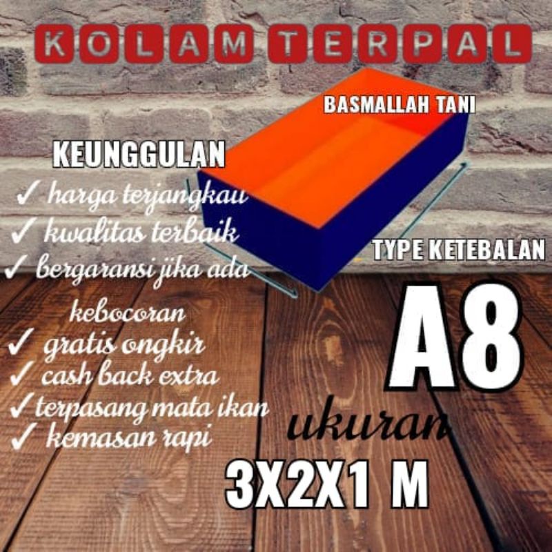 TERPAL KOLAM TYPE A8 UKURAN 3x2x1 meter