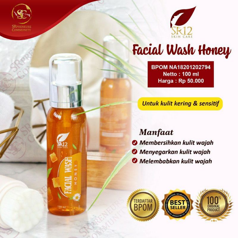 FACIAL WASH HONEY SR12 - SABUN MUKA KULIT KERING DAN SENSITIF