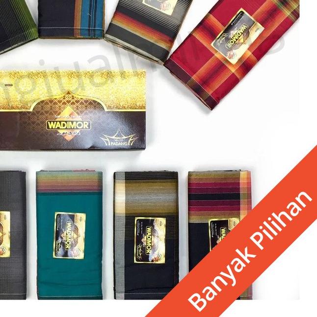 ▼ Sarung WADIMOR Aneka Motif - Padang Horizon Horison Hitam Putih Polos - Tenun Songket Sholat Premi