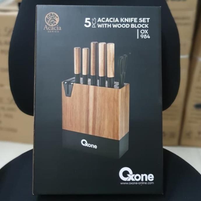 Oxone Acacia Knife Set With Wood Block 5pcs / Pisau Set Oxone OX-984 masih banyak