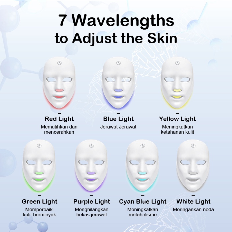 ⭐Remote⭐Masker LED PDT Light 7 Warna Led Mask Photon Therapy Alat Perawatan Wajah Penggunaan Pengisian Daya 7 Colors Led Masker Wajah