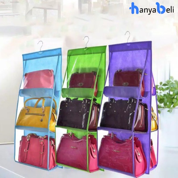 Rak Tas Gantung 6 Sekat Bag Storage Organizer Tempat Penyimpanan Tas