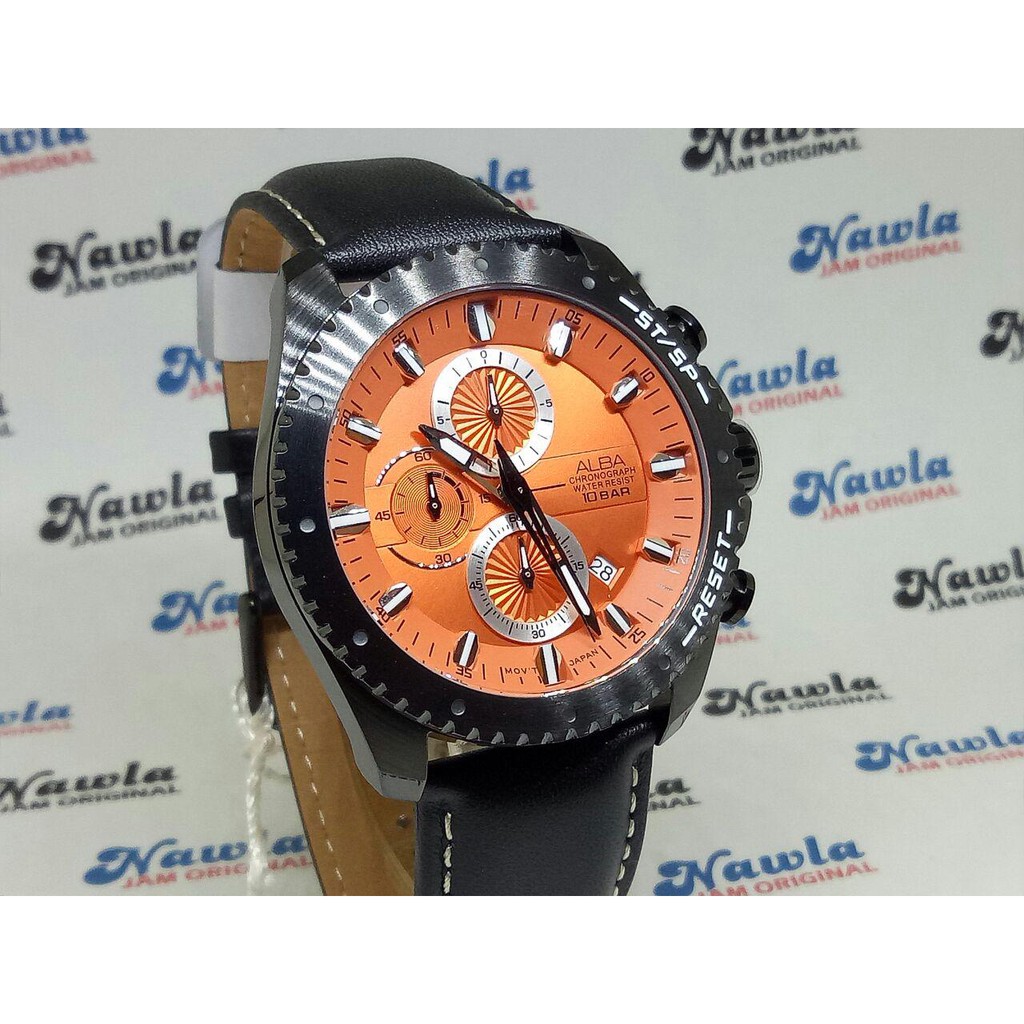 Alba Quartz AM3643X1 Chronograph Orange Dial - Jam Tangan Pria AM3643