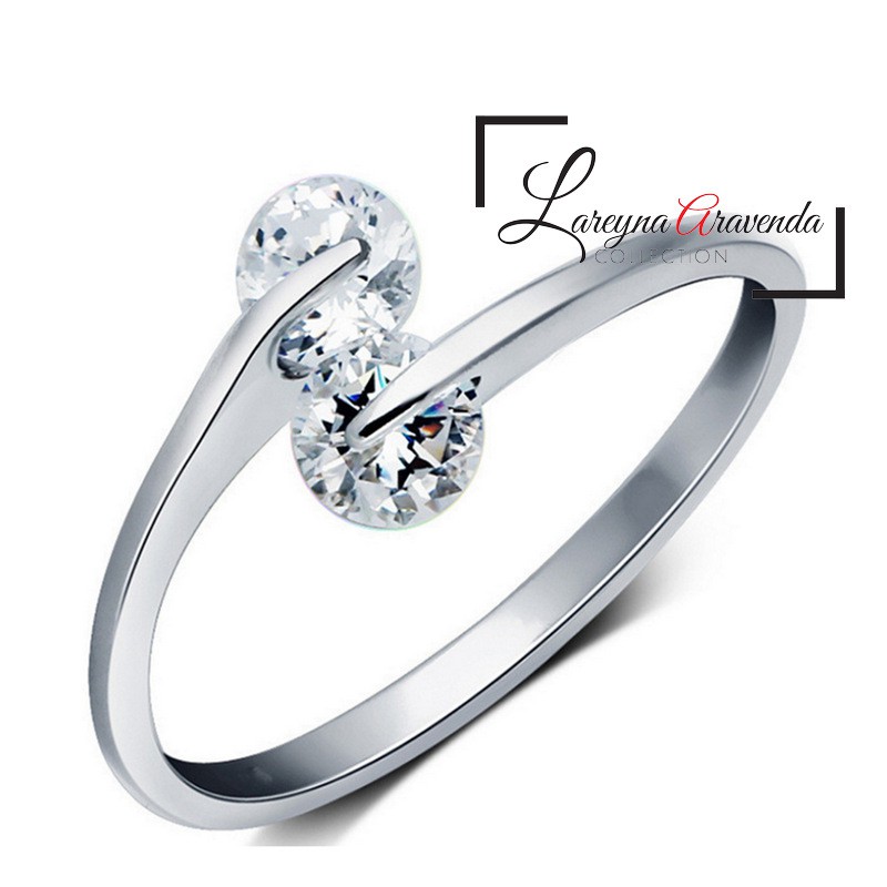 Cincin Silver S925 Wanita Model Double Kristal Crystal Zirconia CC031