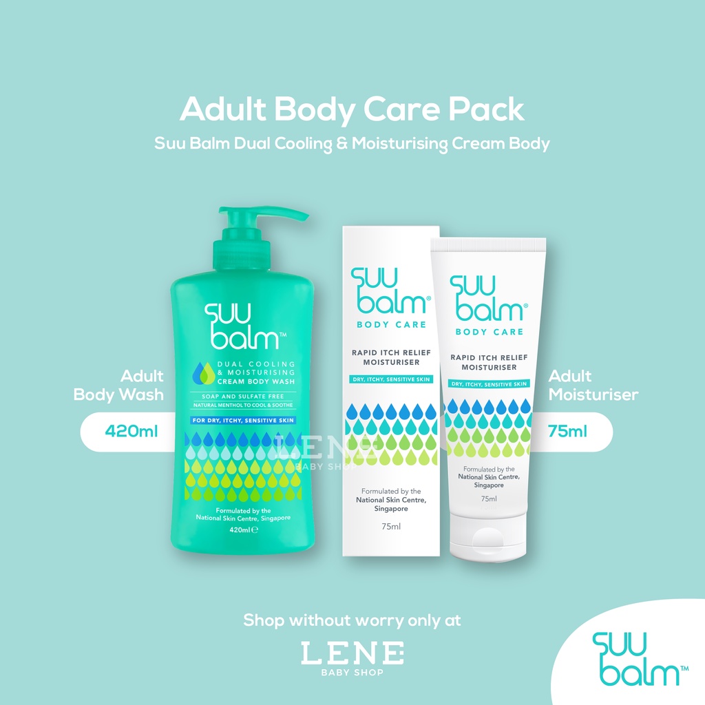 Bundle Suu Balm Adult Dual Cooling &amp; Moisturising 420 ml wash + 75ml lotion