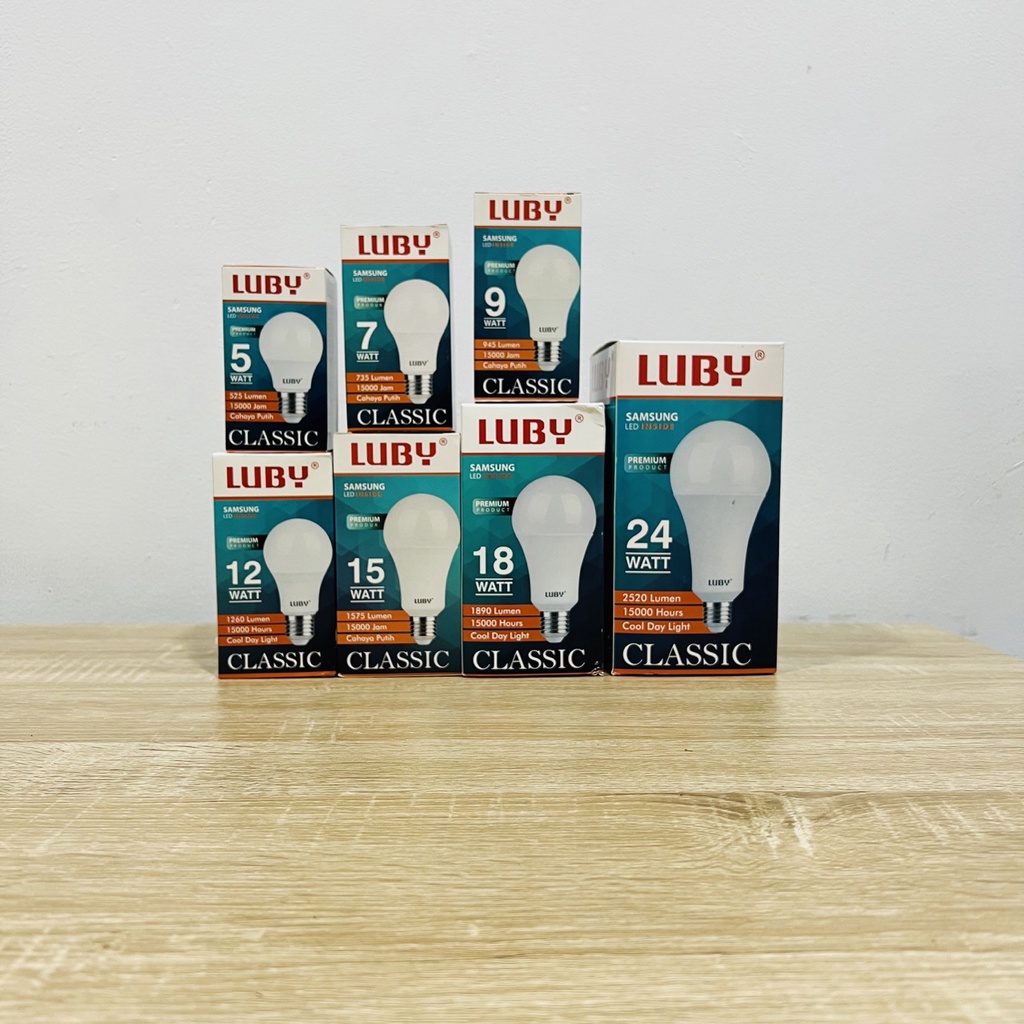 Lampu LED LUBY Classic 12 Watt Bohlam Bulb 12W W cahaya putih Cool Daylight CDL 6500K E27