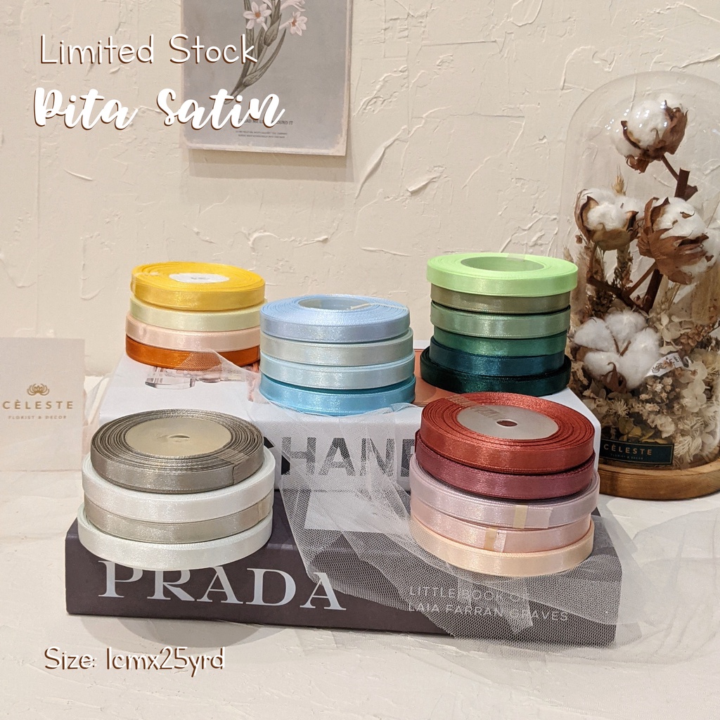 

Pita Satin 1cm (25yrd) | Pita Kado | Satin Ribbon ( Roll )