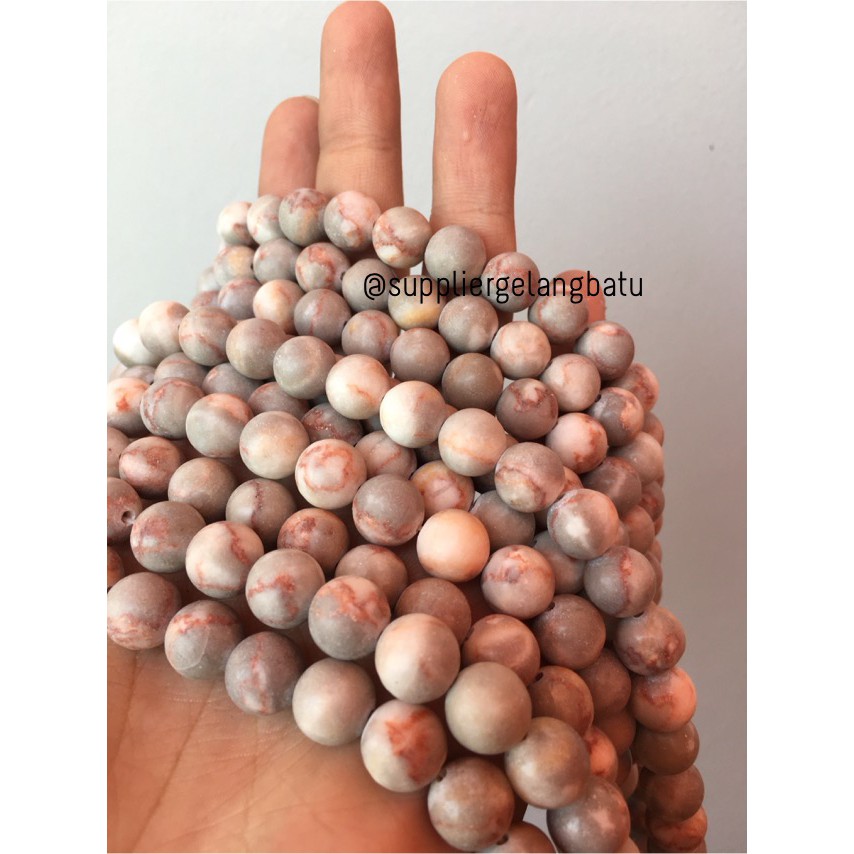 bahan ryolite jasper soft white putih 10mm renceng bahan gelang kalung aksesoris fashion bahan craft