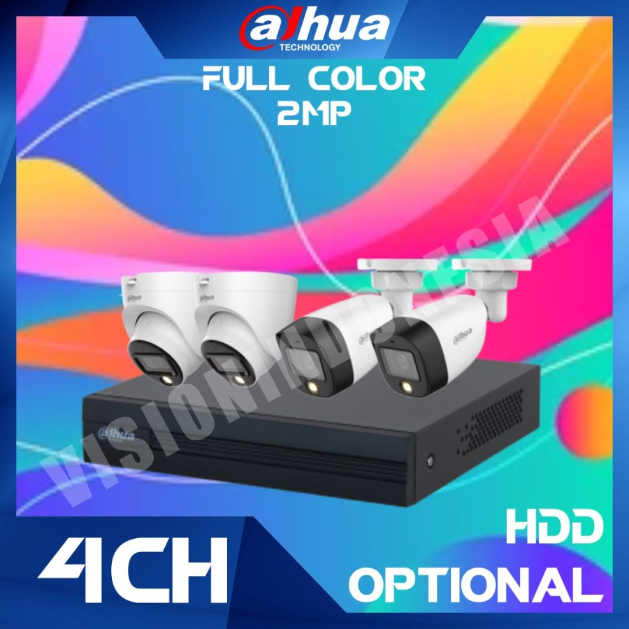 PAKET CCTV DAHUA 2MP COLORVU 4 KAMERA SIAP PASANG