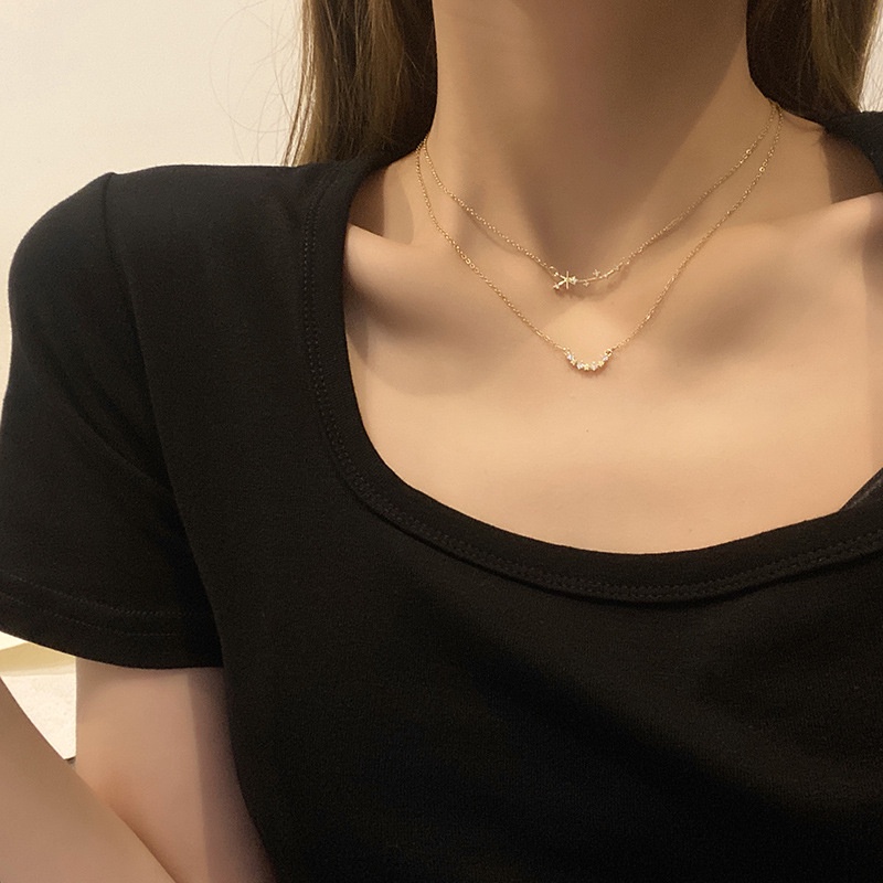 Kalung KL152 (2 Layer) Stainless Steel / Titanium Premium Fashion Wanita Kalung unik Lucu Elegant /Deluna/ BS