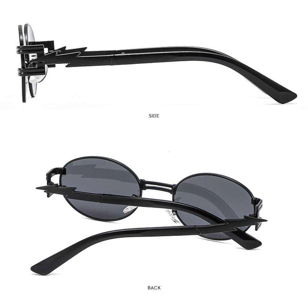 Lily Y2K Kacamata Hitam Street Lightning Hias Frame Oval Shades Cyberpunk