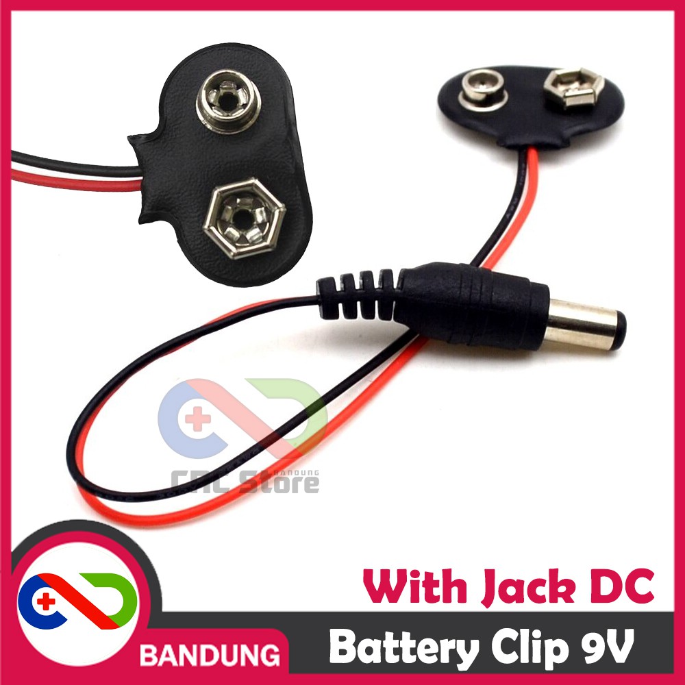 9V BATTERY BATERAI CLIP ADAPTER WITH DC JACK ARDUINO UNO MEGA