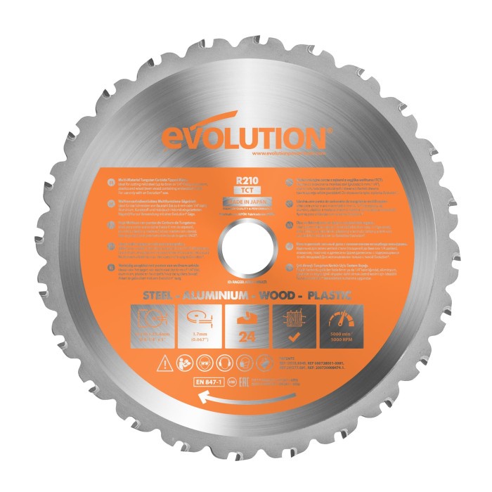 Circular Saw Blade EVOLUTION 210mm Mata Pisau TCT Potong Multi Materia