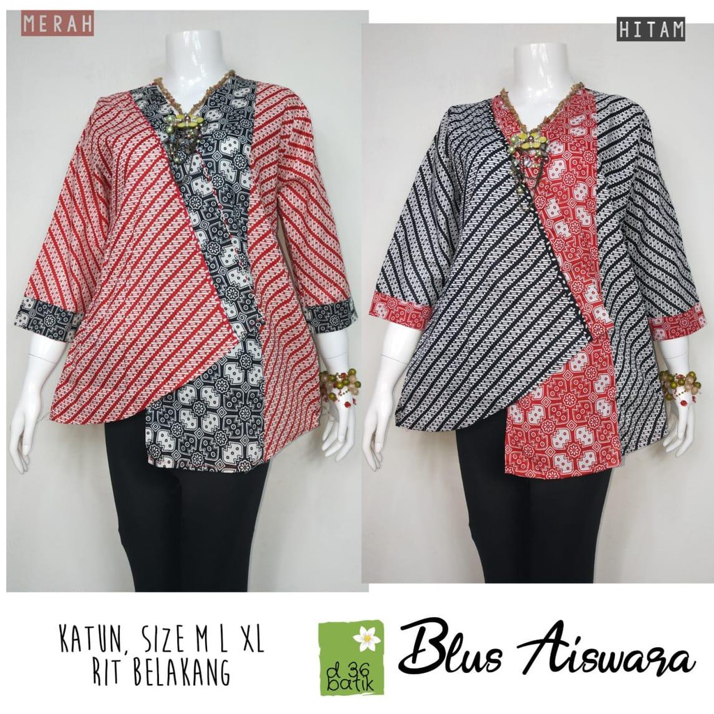 ADA JUMBO - Blus Aiswara Batik Wanita Katun Blouse Cewek Motif Kombinasi Premium High Quality Modern