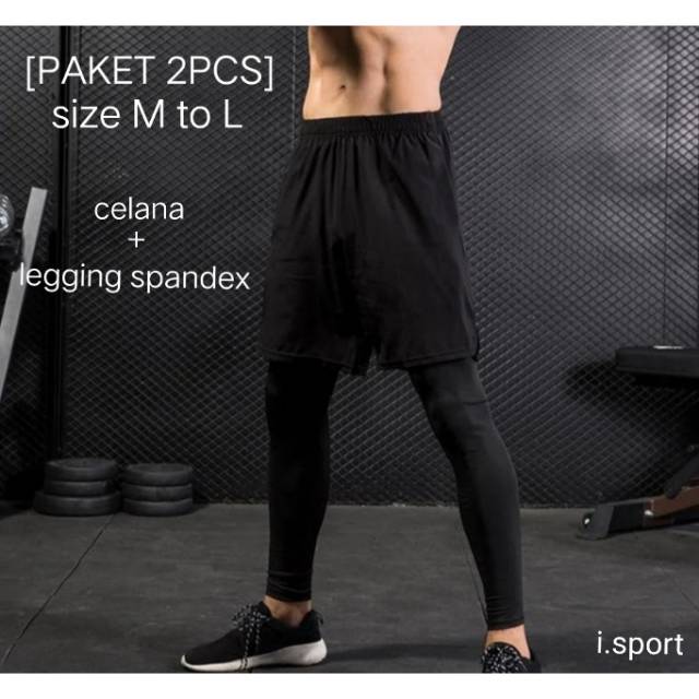 [2pcs] Legging panjang &amp; celana kolor/pendek sport