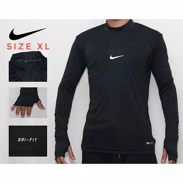 Baju Baselayer Nike - Manset Panjang Thumbole - Kaos Daleman Olahraga Futsal Sepakbola