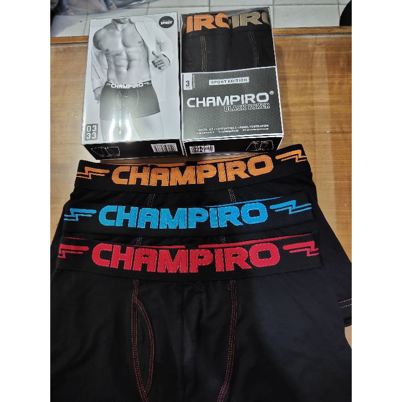 BOXER CHAMPIRO PRIA 0330 0333 / BLACK BOXER  3 PCS / BOXER PRIA CHAMPIRO PASTI ORI  READY