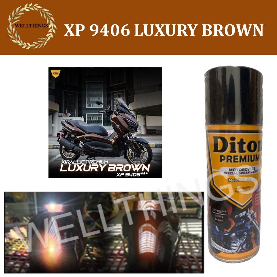 Cat Pilox Semprot Diton Premium XP 9406 Xirallic Luxury Brown 400cc Warna Coklat Sepeda Motor Mobil 