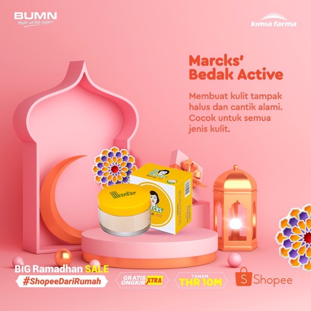 ✿ELYSABETHME✿ Marcks bedak tabur ACTIVE bahan kaca loose powder by kimia farman hasil natural untuk harian