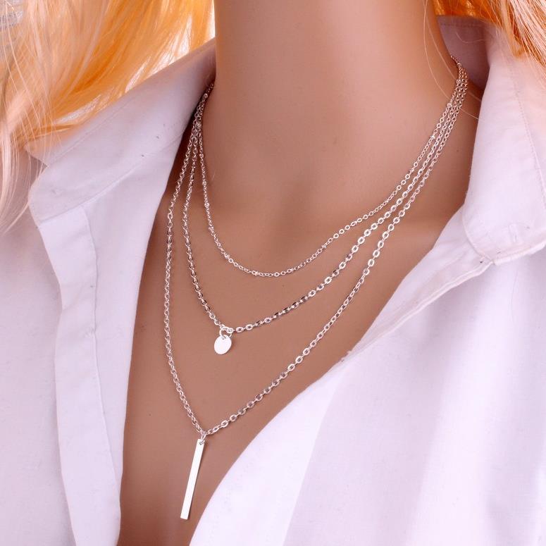 European and American Light Luxury Copper Bead Chain Sequined Metal Strip Multilayer Necklace 210902