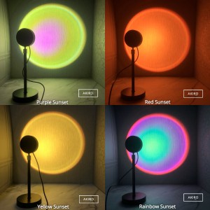 Lampu Sunset Aesthetic Fill Projector lamp Tidur Led lampu 4 warna tiktok Motif Matahari Terbenam Warna Pelangi Sunset Red