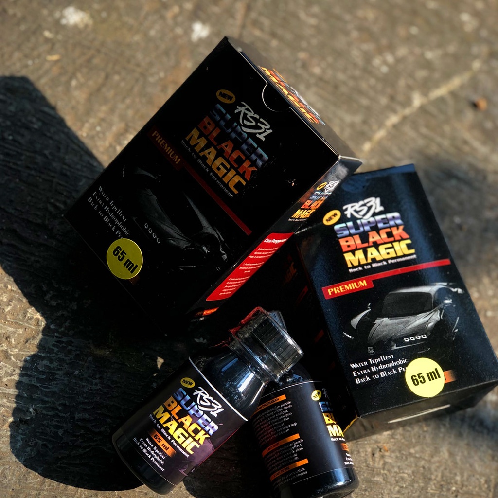 Promo RS31 Super Black Magic isi 65ml. |Trim Penghitam Bodi Motor Permanen, Dasboard, Restorer, Body Motor, Semir Ban, back to black, Blek Megic.