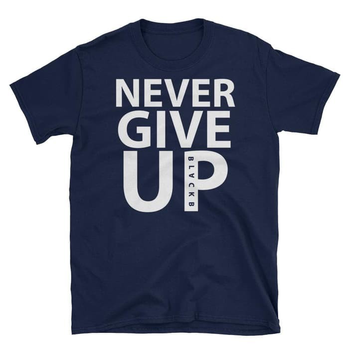 NEVER GIVE UP Kaos Pria BIG SIZE Lengan Pendek Cotton Combed 100% M L XL XXL XXXL XXXXL XXXXXL