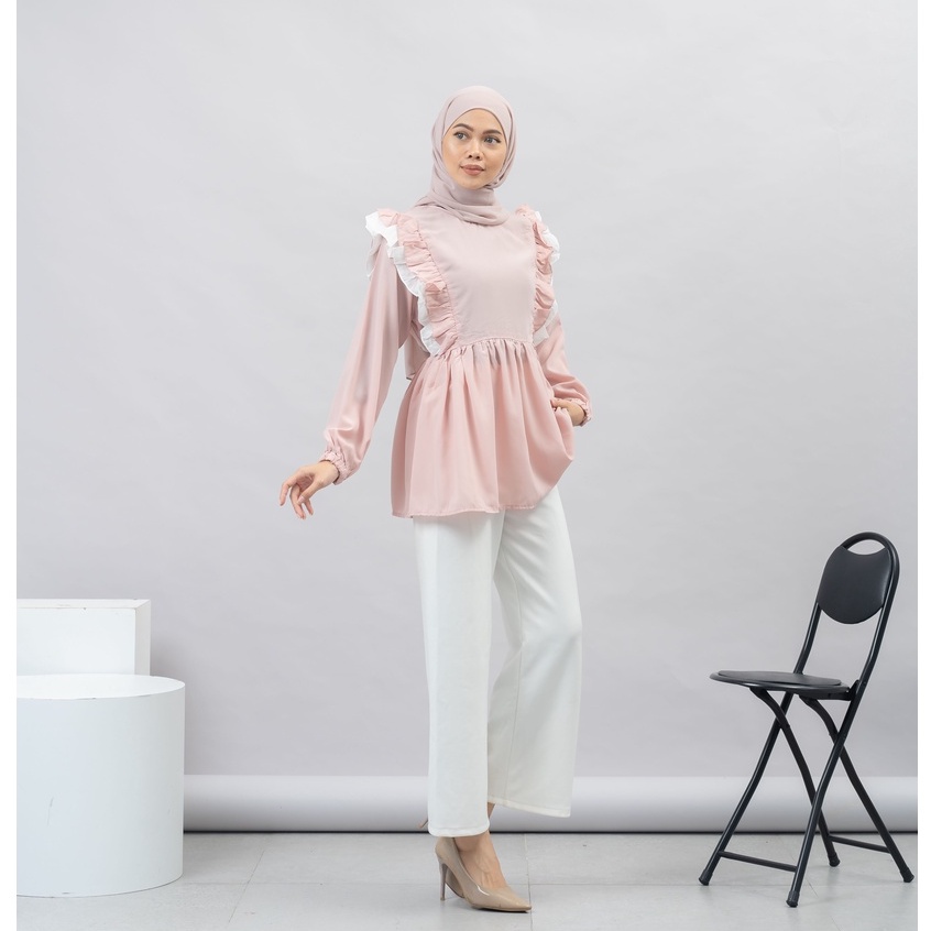 KEMEJA BLOUSE OBLONG REMPEL AISHA KATUN WOLFIS POLOS PREMIUM SHIRT B596 CO