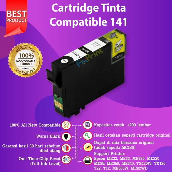 Cartridge Tinta Epson 141 C13T141 Compatible ME-32 ME320 ME340 ME82WD