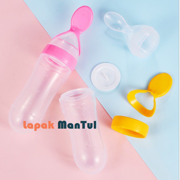 LM-0001 Botol Sendok Makan Bayi MPASI Baby Feeder BPA Free Botol Bayi Silikon Anti Tumpah