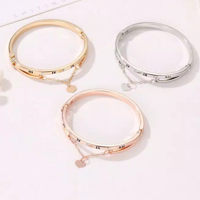 Luxury Gelang Stainless Steel Bangle Heart Bracelet