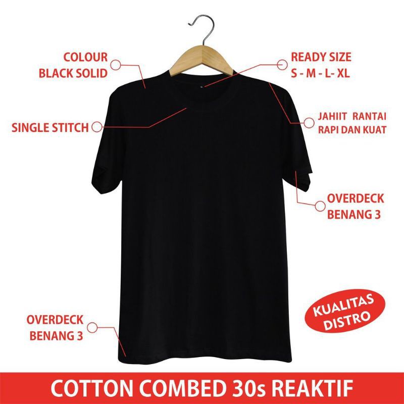 (Bisa bayar di tempat) Baju kaos polos / baju kaos combed 30s REAKTIF