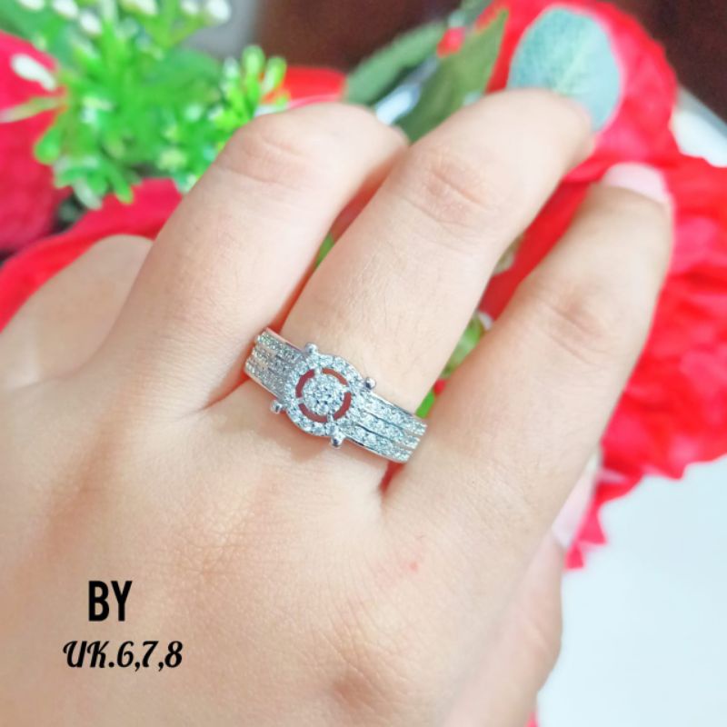 Cincin terlaris gaya wanita Korea motif simple permata zircon gold&amp;silver,tidak karat(COD)