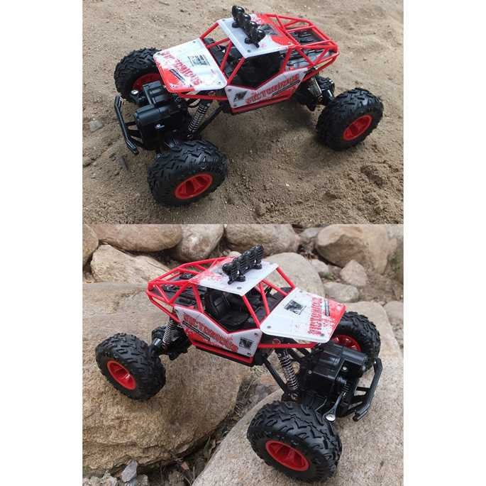 (4WD) Mobil remote control rock crawler off-road (MERAH)