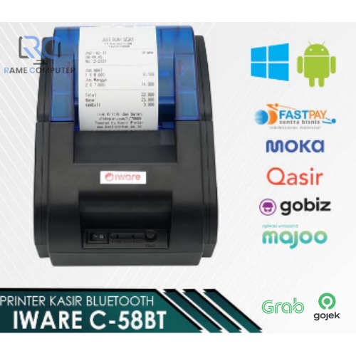 PRINTER BLUETOOTH KASIR IWARE C-58BT SUPPORT CASH DRAWER BONUS KERTAS THERMAL