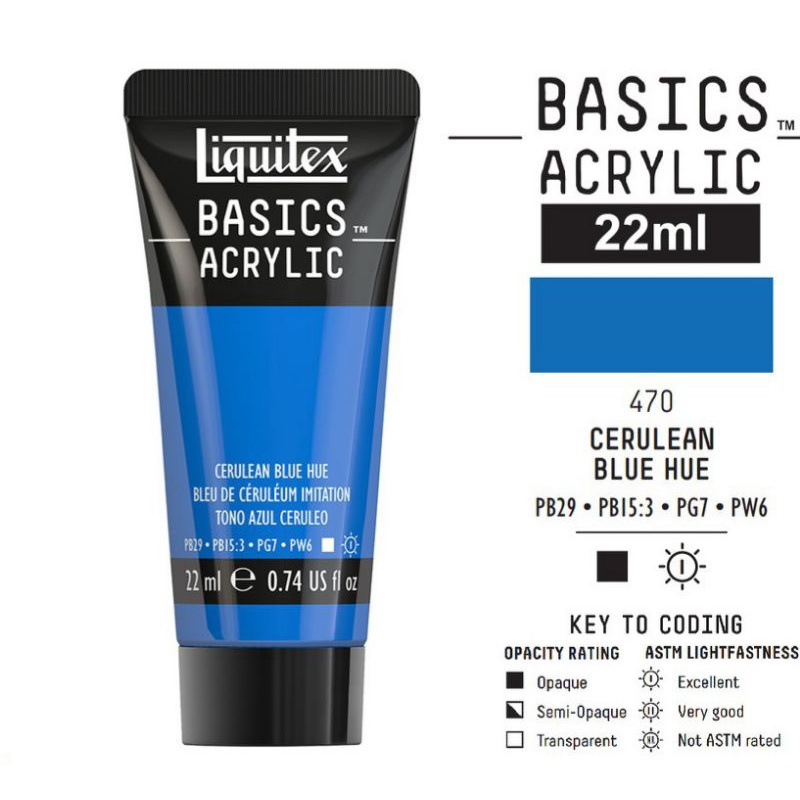 

LIQUITEX BASICS ACRYLIC 22 ML CERULEAN BLUE HUE