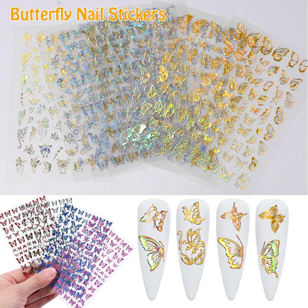 Solighter Stiker Kuku Warna-Warni Panas Emas Perak DIY Nail Art Hologram