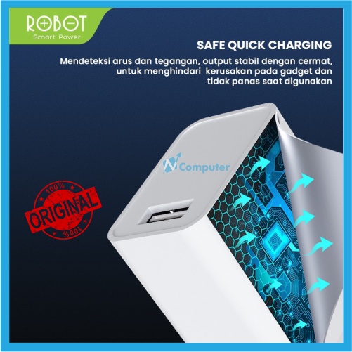 Charger Robot RT-F1 Input USB A 18W 3A QC3.0 Fast Quick Charge