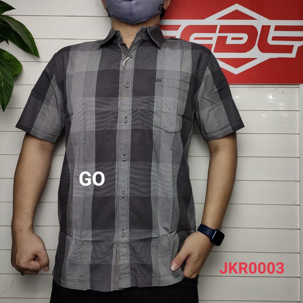 gos CDL By (CARDINAL) Pakaian Pria Kemeja Hem Casual Reguler Lengan Pendek Garis Distro Original