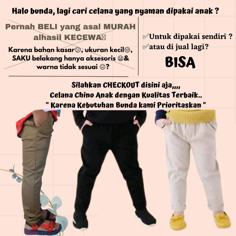 PREMIUM Celana Chino Panjang Anak Laki laki chinos slim fit pensil usia 1 2 3 4 5 6 7 8 9 10 11 12  tahun