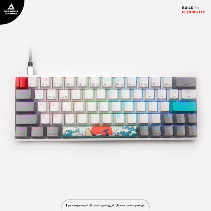 Paradox Keyboard GHOST GH64-PBT Sea&amp;Sun Story Keycaps+Theme Space Bar - GREEN