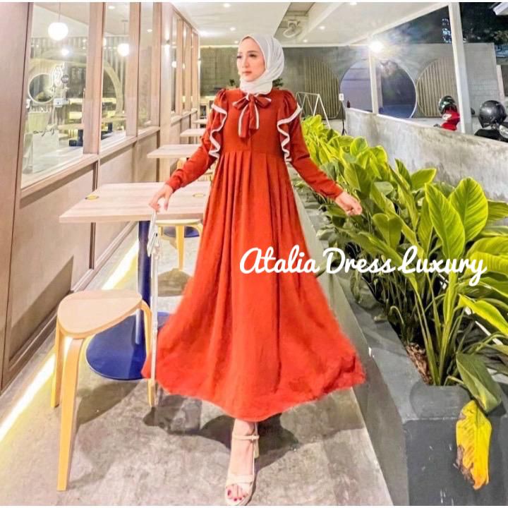 Atalia Dress Luxury Crinkle Airflow Kombinasi Renda/ LARISA DRES