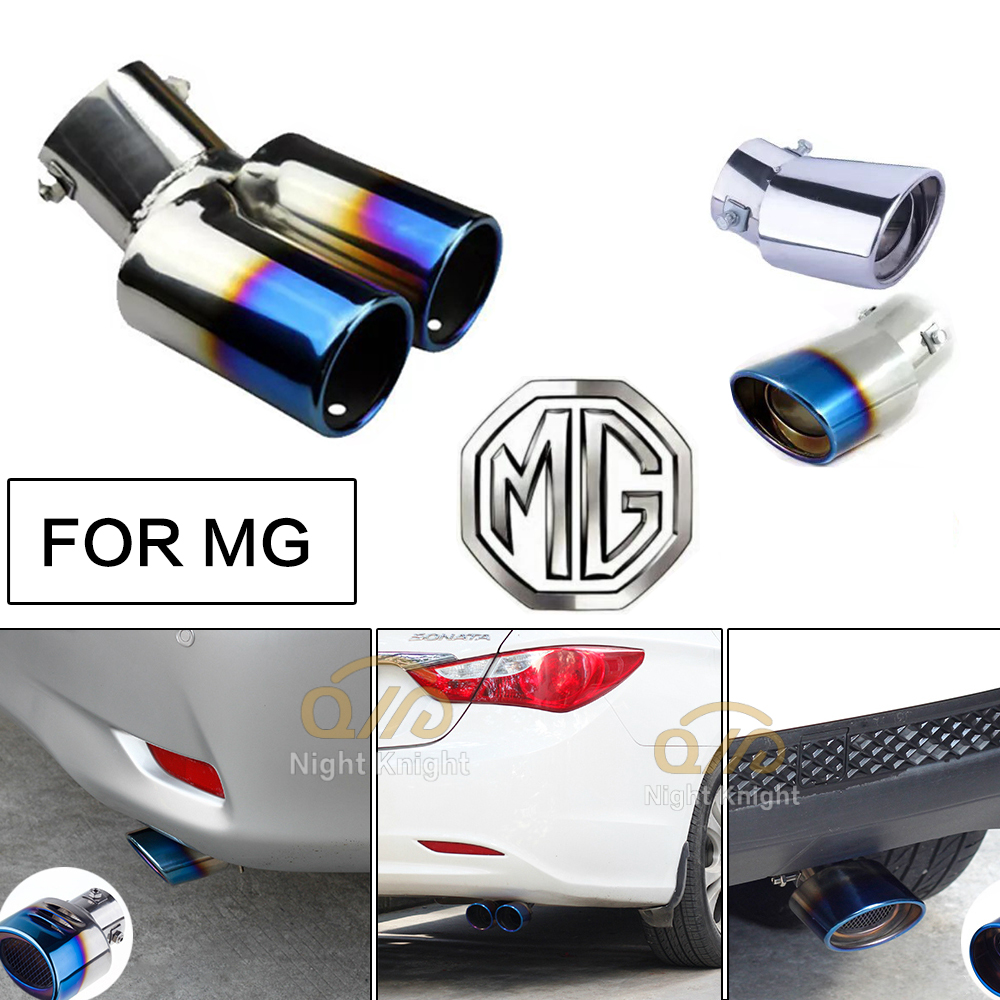 Ujung Knalpot Mobil Muffler Pipa Stainless Steel Chrome Trim Modifikasi Pipa Ekor Knalpot Pipa knalpot roda belakang mobil For MG logo zs hs gs mg 5 mg 6 mg 7