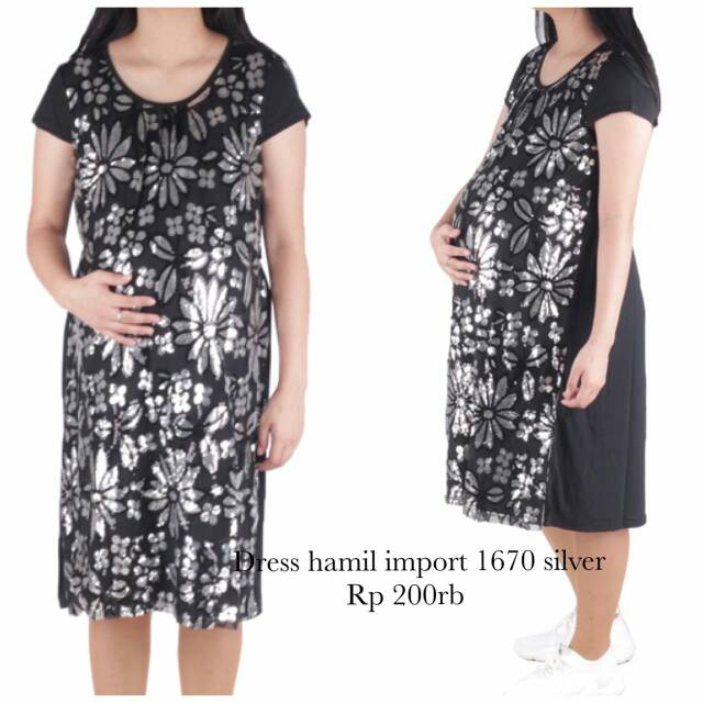 Baju hamil dress hamil import 1670 silver