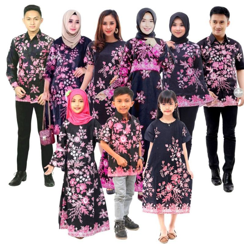 motif cibulan pink baju batik couple keluarga seragam gamis blouse anak putri hem kemeja tunik dress