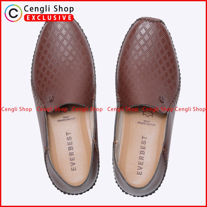 SEPATU LOAFER EVERBEST PRIA ORIGINAL PANSUS KULIT BRANDED COKLAT EM09