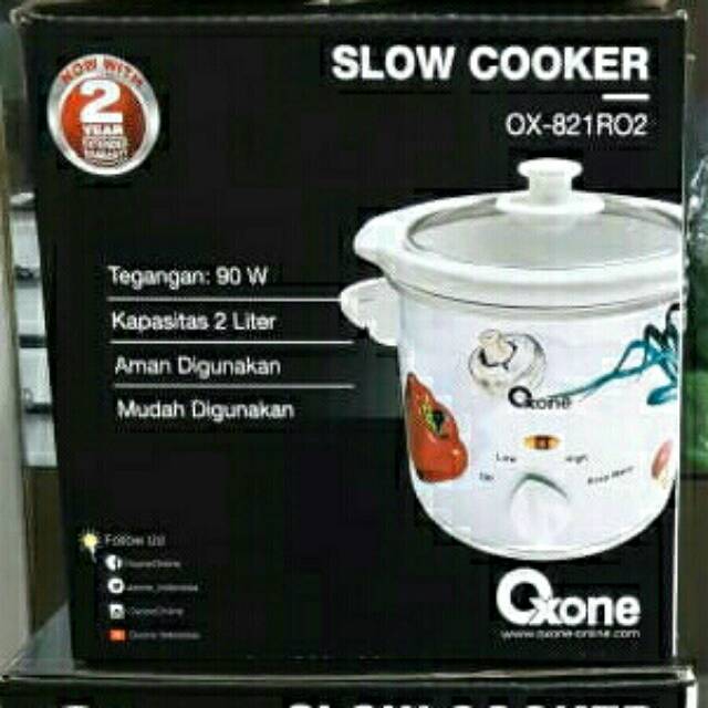 Oxone OX-821RO2 Slow Cooker Penghangat Listrik Elektrik Nasi Bubur Sup Kuah Keramik 2 L 2L Ox 821RO2