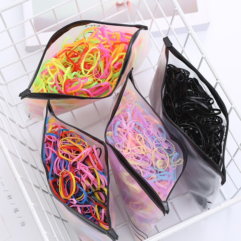 1000PCS Korean Hair Rope Hair Accessories Disposable Rubber Band High Elasticity Does Not Hurt Hair Girls Baby Sweet Heart Jewelry