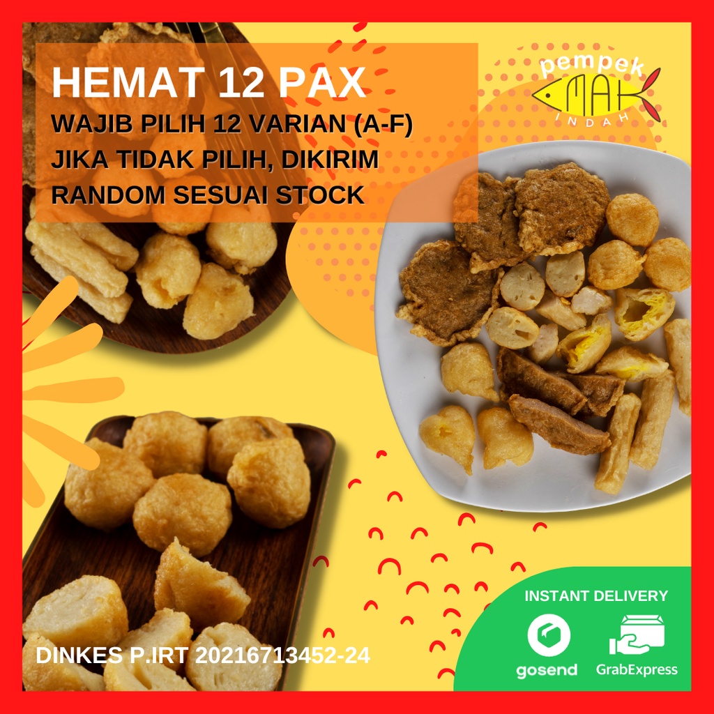 PEMPEK EMAK INDAH - PEMPEK MPENAK PALEMBANG ASLI IKAN TENGGIRI - Paket Hemat 12 Pax WAJIB PILIH VARIAN